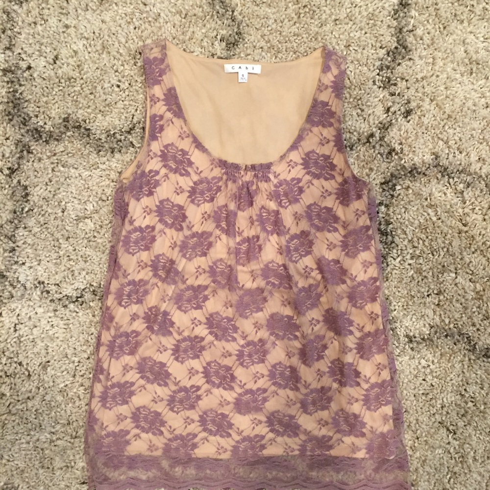 CAbi lilac lace tank, with scallop trim